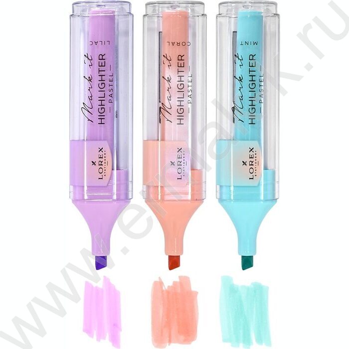Текстовыделитель /набор  3цв - пастель/ 1-5мм косой "Mark it PASTEL" | Фото 3