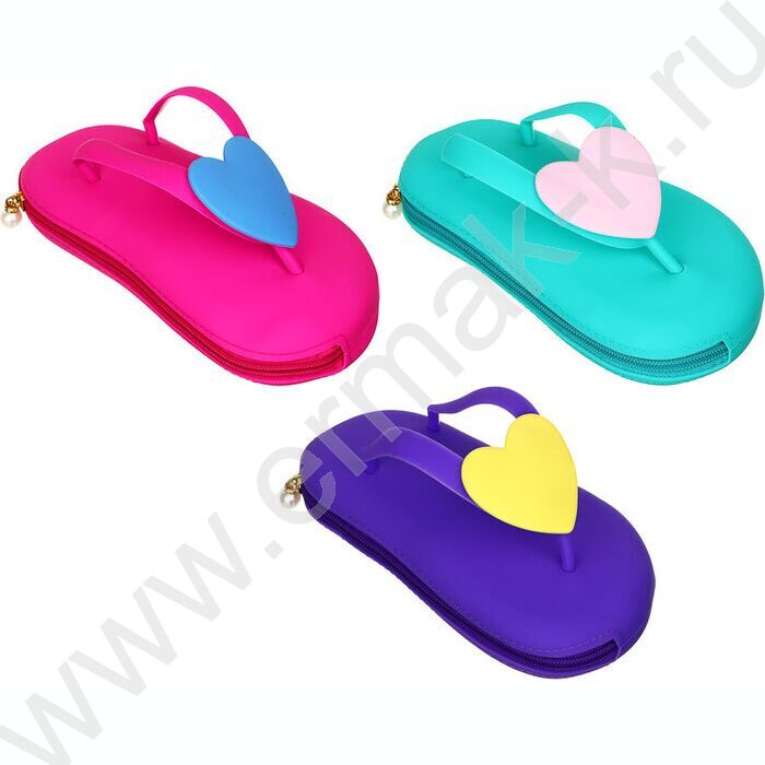 Пенал мягкий силикон 1молния 190*80*43мм /в форме сланца /ассорти | Фото 1
