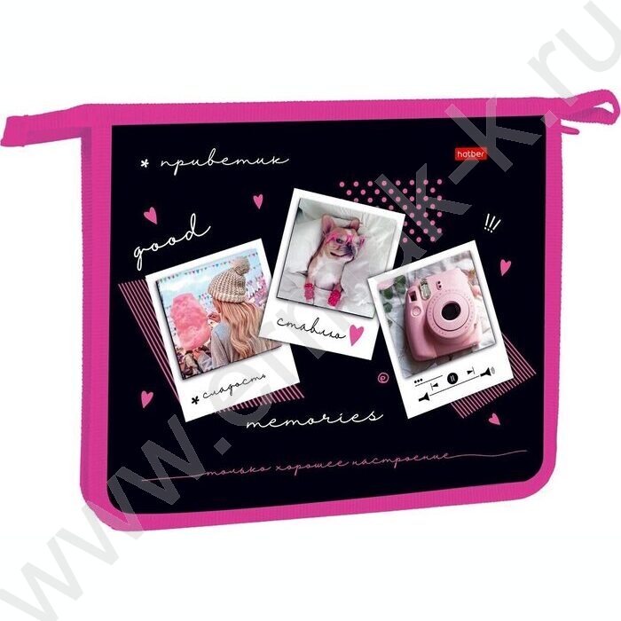 Папка д/тетрадей А5 пластик молния 1 отд "Selfie" | Фото 1