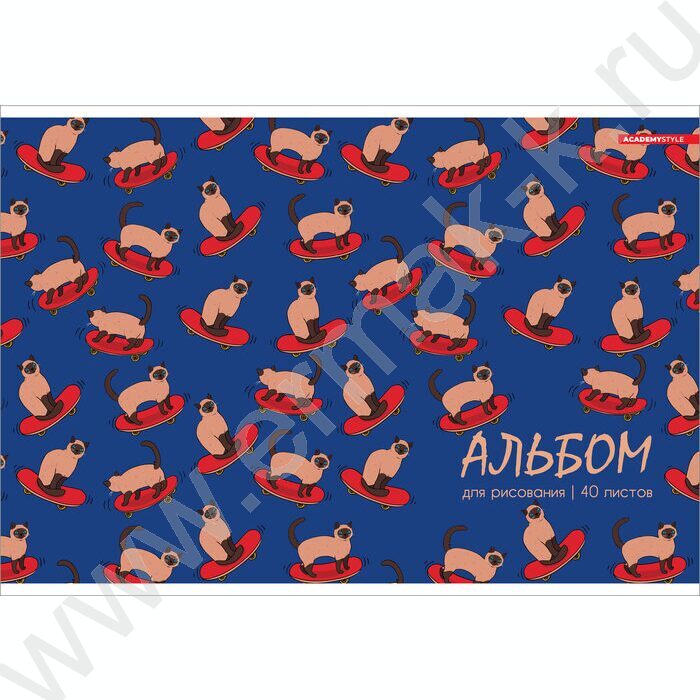Альбом д/рисования 40л "Коты на скейтах" /твин УФ лак/ | Фото 1