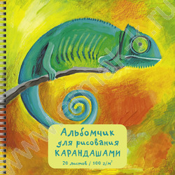 Альбом д/рисования-спираль 20л 190*190 "Хамелеон" 100 г/м2 /для рисования карандашами | Фото 1