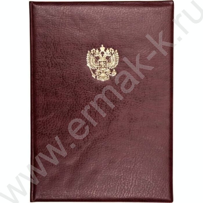 Папка адресная "Герб РФ" матовая экокожа /бордовая | Фото 1