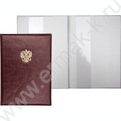 Папка адресная "Герб РФ" матовая экокожа /бордовая | Фото 2