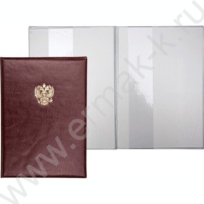 Папка адресная "Герб РФ" матовая экокожа /бордовая | Фото 2