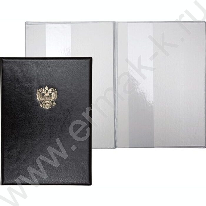 Папка адресная "Герб РФ" матовая экокожа /черная | Фото 2