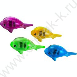 Точилка 2отв. пластик/с контейнером/ Dolphin ассорти | Фото 1