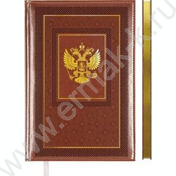 Бизнес-блокнот  64л А4 тв.обл. иск.кожа "Symbol" /коричневый /золот. срез /закруг. уголки /1 ляс | Фото 1