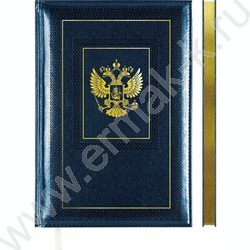 Бизнес-блокнот  64л А4 тв.обл. иск.кожа "Symbol" /синий /золотой срез /закруг. уголки /1 ляссе | Фото 1