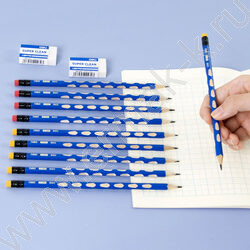 Карандаш ч/гр с ластиком HB "U-Touch" трехгранный /с засечками | Фото 7