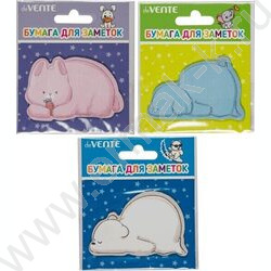 Бумага д/записей  71*46мм /20л, 80г/м², "Bunny, Elephant and Bear" ассорти диз., с липким краем | Фото 1
