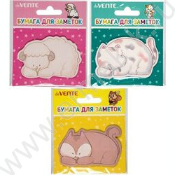 Бумага д/записей  71*46мм /20л, 80г/м², "Lamb, Cat and Fox" ассорти дизайнов, с липким краем | Фото 1