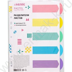 Разделитель листов пластик А4 цветной  5цв "Pastel" | Фото 1