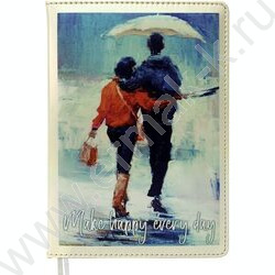 Ежедневник н/дат A5 160л "Couple with umbrella" перламутровый /тв.обл. иск.кожа /2 ляссе | Фото 1