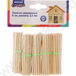 Деревянные палочки круглые  8см d 3,5мм 100шт | Фото 2