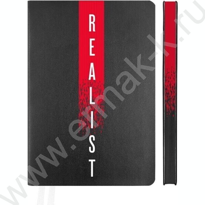 Ежедневник н/дат A5 160л "Note. Realist" черный /мяг.обл. иск.кожа /цветной срез /2 ляссе | Фото 1