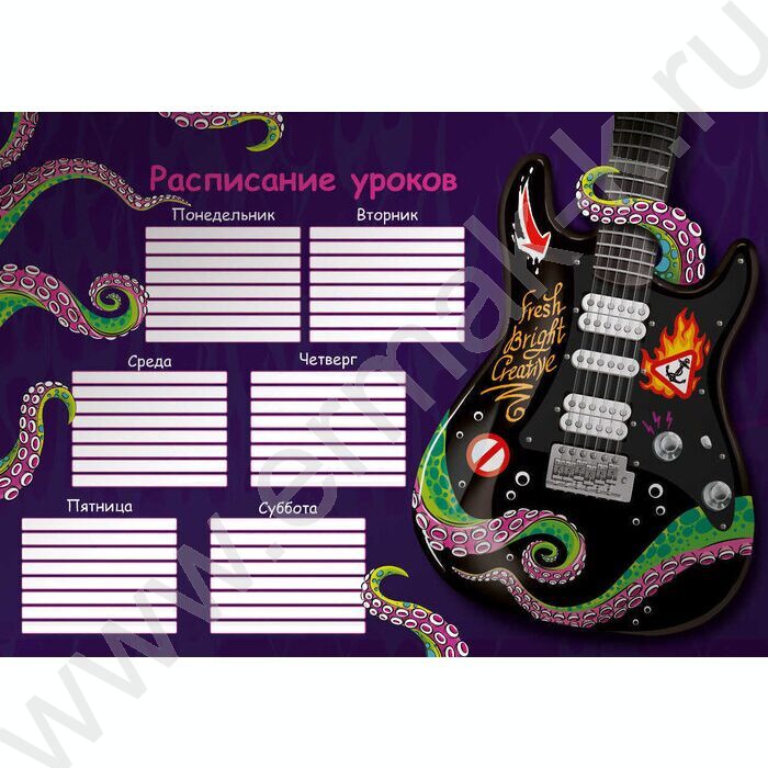 Расписание уроков А4 Рок-стиль /выб.Уф-лак/ | Фото 1