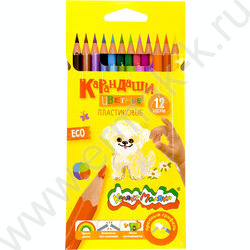 Карандаши пластиковые 12цв Каляка-Маляка /шестигранные /4М, d грифеля-3мм /карт. уп. | Фото 1