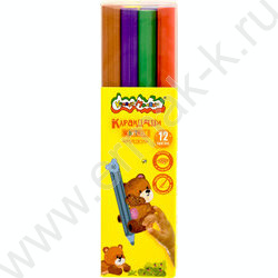 Карандаши пластиковые 12цв Jumbo МИШКИ /круглые /утолщенные /4М, d грифеля-4мм /с точилкой | Фото 1
