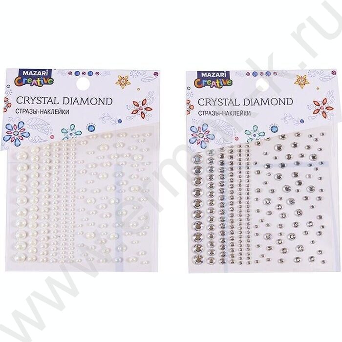 Наклейки-стразы акриловые Ассорти 2 дизайна ОПП-упаковка с европодвесом | Фото 1