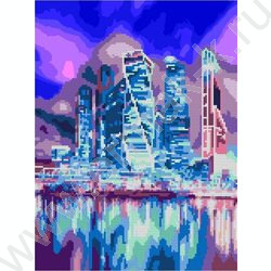 Мозаика алмазная 30*40см Москва-сити частичное заполнение | Фото 1
