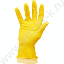 Перчатки резиновые хозяйственные М "Универсальные" /желтые /пакет с европодвесом | Фото 2