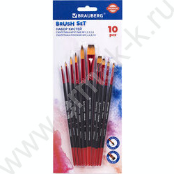 Кисть набор 10шт "PREMIUM" /синтетика, круглые №1,2,3,5,8, плоские №2,4,6,8,10 /европодвес | Фото 1