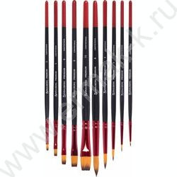 Кисть набор 10шт "PREMIUM" /синтетика, круглые №1,2,3,5,8, плоские №2,4,6,8,10 /европодвес | Фото 2