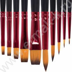 Кисть набор 10шт "PREMIUM" /синтетика, круглые №1,2,3,5,8, плоские №2,4,6,8,10 /европодвес | Фото 3