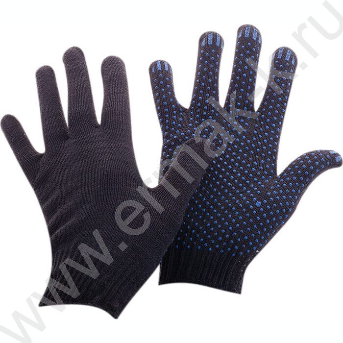 Перчатки х/б ПВХ, 4 нити, 10кл, с точкой, 116текс, черные /ПАРА | Фото 1