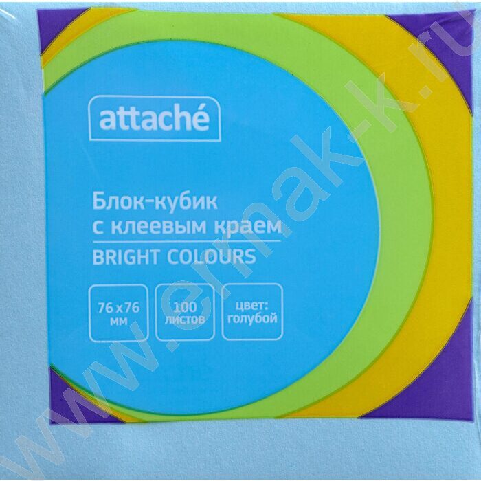 Бумага д/записей  76*76мм /100л, 62г/м², голубая с липким краем "Bright colours" | Фото 3