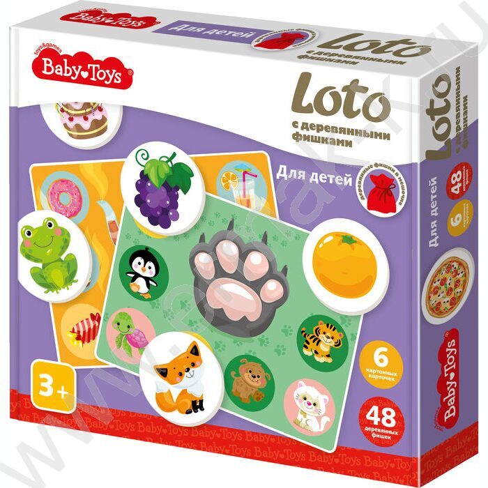 Лото с деревянными фишками Baby Toys "Для детей" | Фото 1