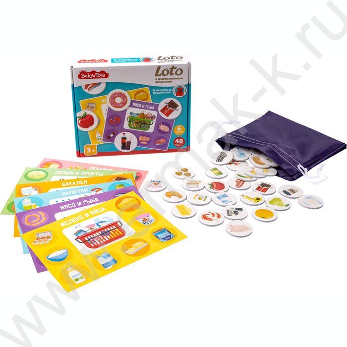 Лото с деревянными фишками Baby Toys "В магазин за продуктами" | Фото 3