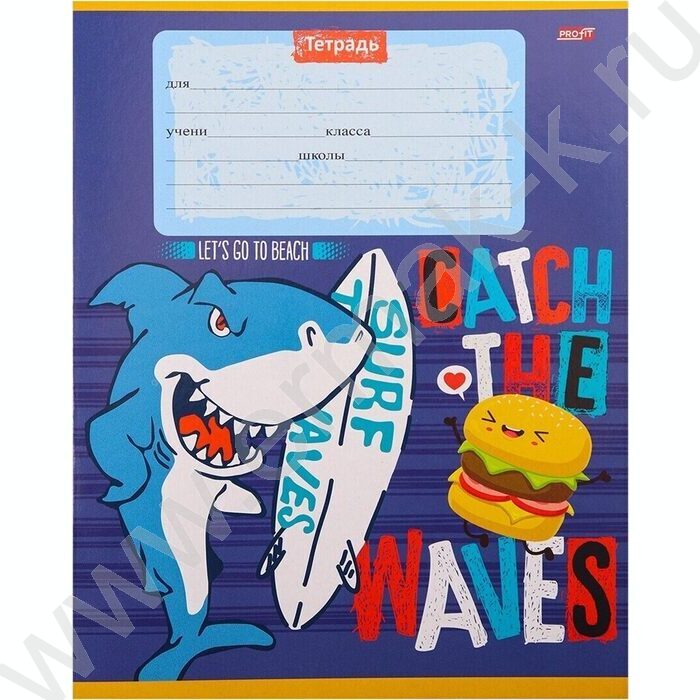Тетрадь  12л клетка "Акула-Сёрфер" 5видов | Фото 2