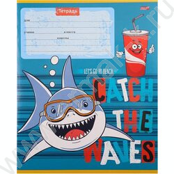 Тетрадь  12л клетка "Акула-Сёрфер" 5видов | Фото 4