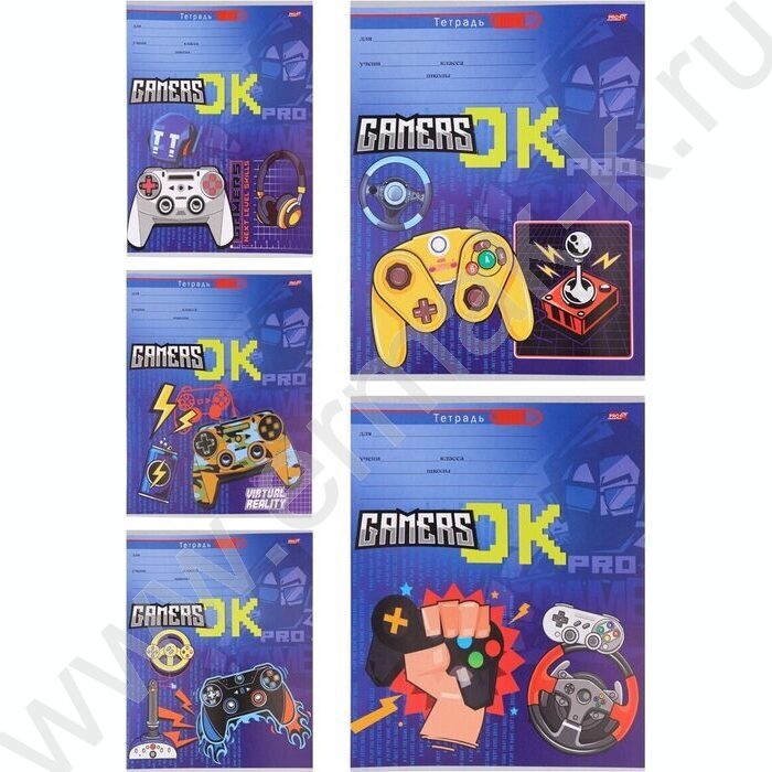Тетрадь  12л линейка косая дополнительная "Хардкорный геймер-1" 5видов | Фото 1