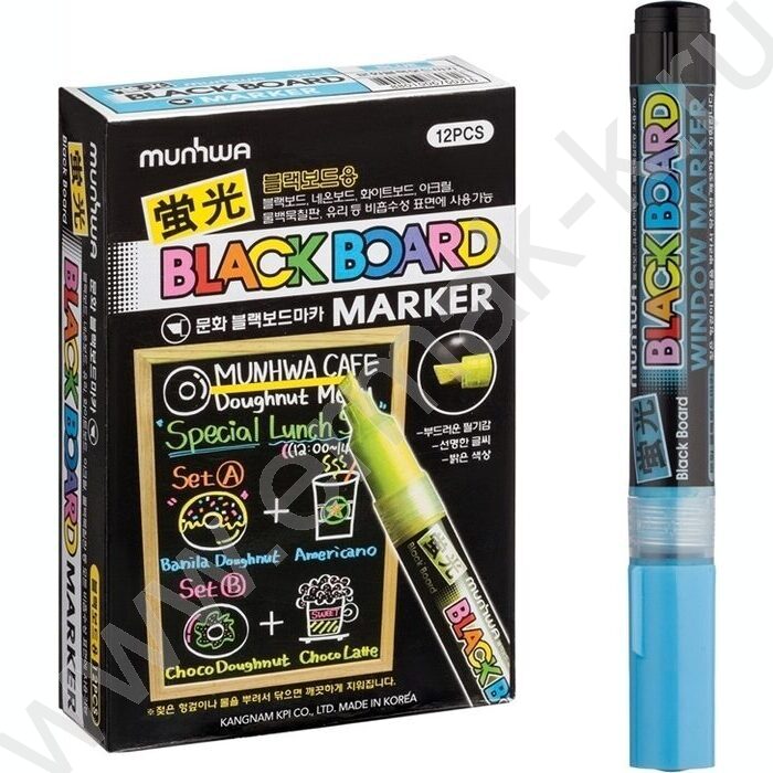 Маркер-жидкий мел /голубой/ 3мм круг "Black Board Marker" /водная основа | Фото 2