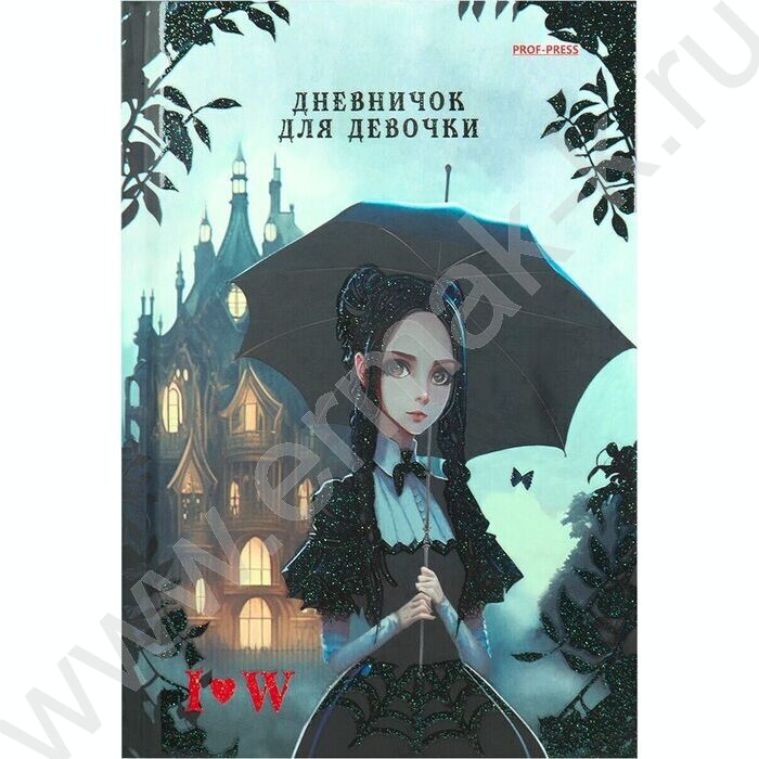 Дневничок д/девочек А6 80л "Wednesday black" тв.обл./блёстки/ | Фото 2