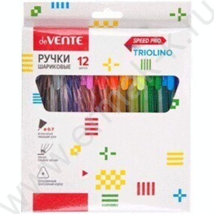 Ручка шар /набор 12шт/12цв "Triolino Translucent" 0,7мм /трехгранный корпус, блистер | Фото 1
