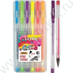 Ручка гелевая /набор  6цв/ 0,8мм "Cosmo Fluo" /флуоресцентный неон/ прозрачный корпус /блистер | Фото 1