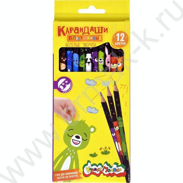 Карандаши  12цв Каляка-Маляка С персонажами/кругл. корп. пластик карт.уп. принт на корпусе | Фото 1