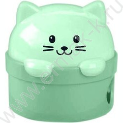 Точилка 2отв. разного диаметра, пластик /с контейнером / Kitties / в форме котенка /ассорти | Фото 2