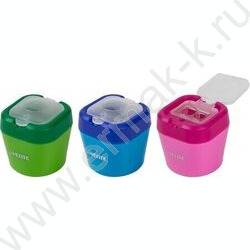 Точилка 2отв. пластик/с контейнером/ School /45*48мм, ассорти | Фото 1