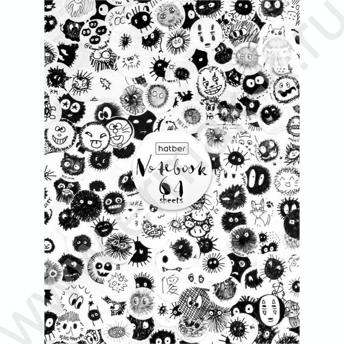 Зап. книжка  64л А6 тв.обл./клетка/линия "Прикольные кляксы" | Фото 1