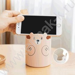 Подставка д/каранд. и ручек "Teddy Bear" цилиндрической формы 10,5*7,8см с принтом /розовая | Фото 1