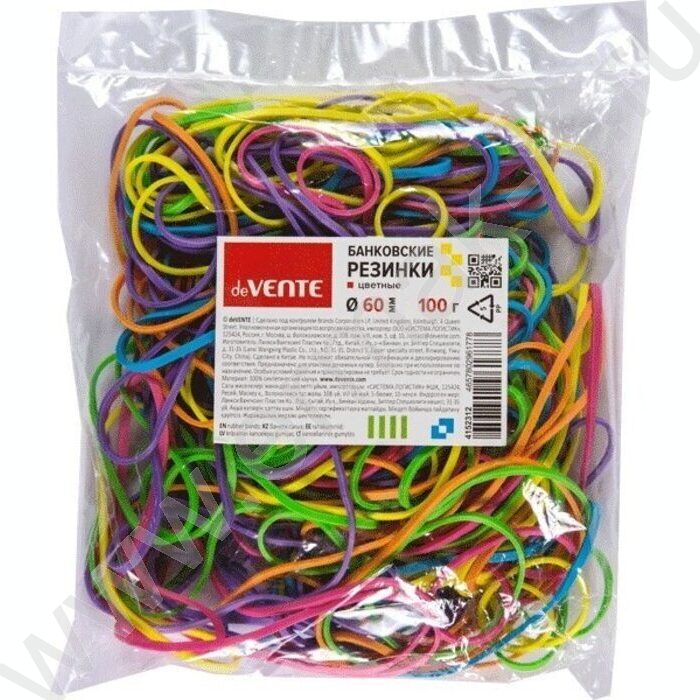 Резинка банковская / 100г 60мм ассорти | Фото 1