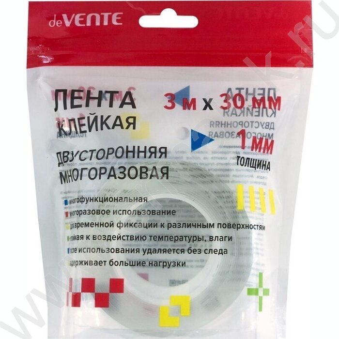 Скотч двустор. многоразовый прозрачный 30*3  "NANO TAPE" /толщина 1мм, | Фото 1