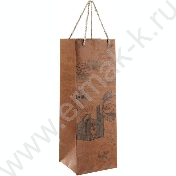 Пакет подарочный крафт 13*37*12,5см бутылка | Фото 2