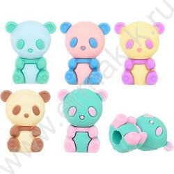 Ластик-насадка для карандашей и ручек Мишка /набор 5шт/ | Фото 1