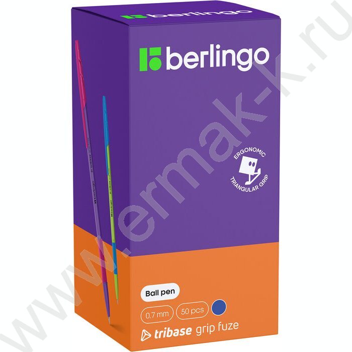 Ручка шар "Tribase Grip Fuze" 0,7мм синяя /резин. грип /ассорти | Фото 3