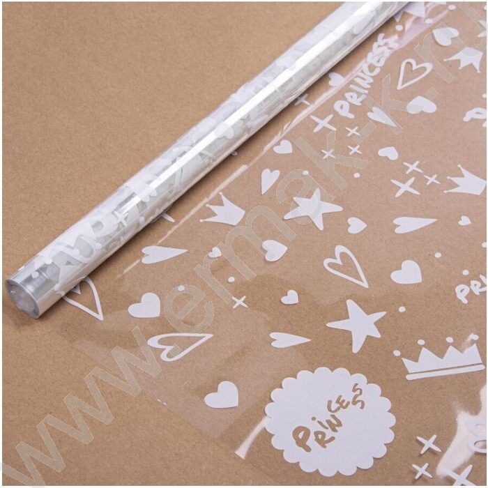 Пленка упаковочная 0,7*7,5м 40мкм 200гр прозрачная с рисунком "Принцесса" Белый | Фото 1